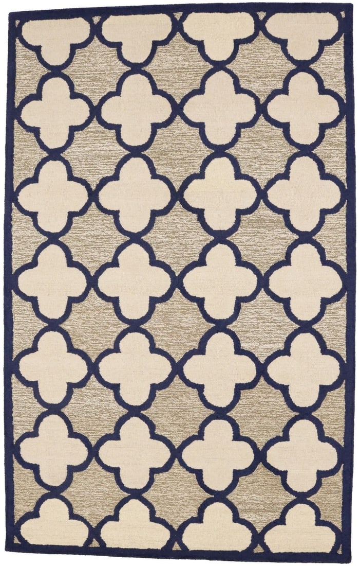 Hand-Tufted 5x8 Multicolored Wool Rug Modern Trellis Design (1 of 14)