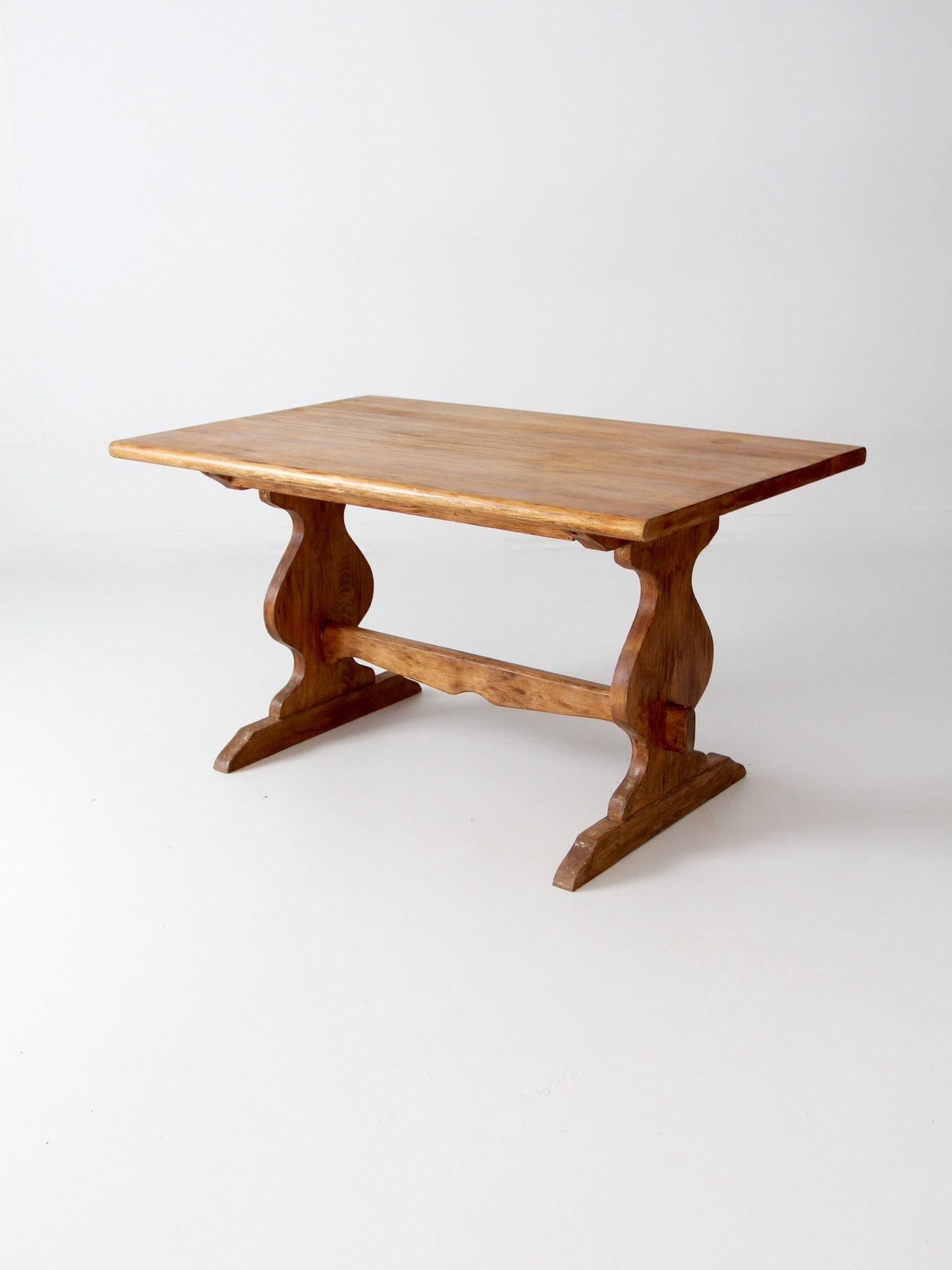 Vintage Wood Dining Table with Trestle Base Monterey Style (1 of 8)