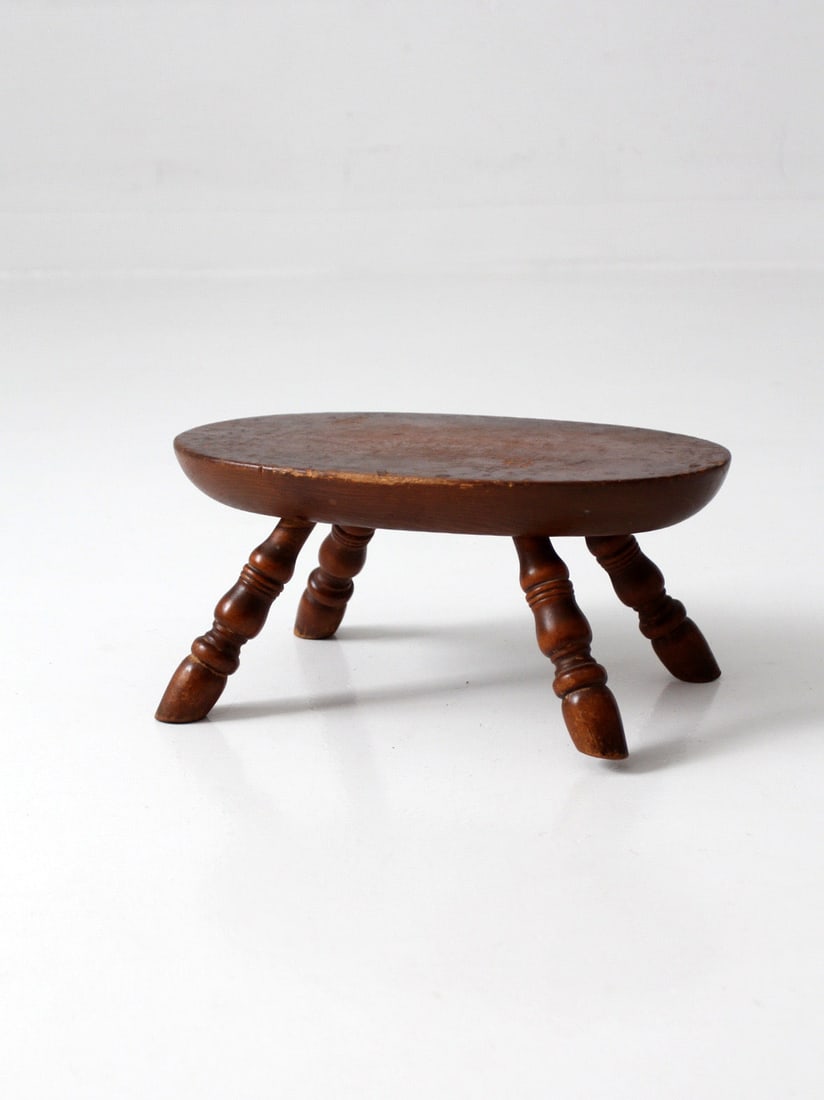 Oval Wood Footstool Early American Style Turned Legs (1 of 13)