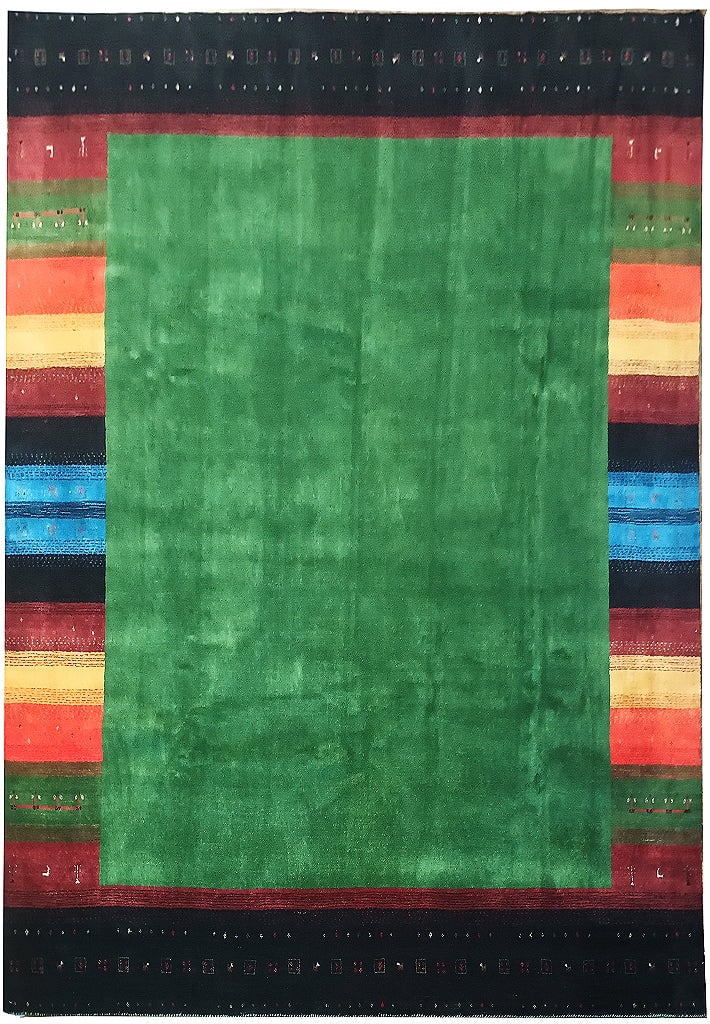 Contemporary Handmade Green Gabbeh Carpet 8.3 x 9.11 Feet (1 of 9)