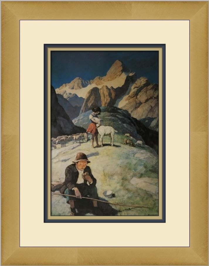 N C Wyeth Heidi Custom Framed Offset Lithograph Print 16x13 (1 of 2)