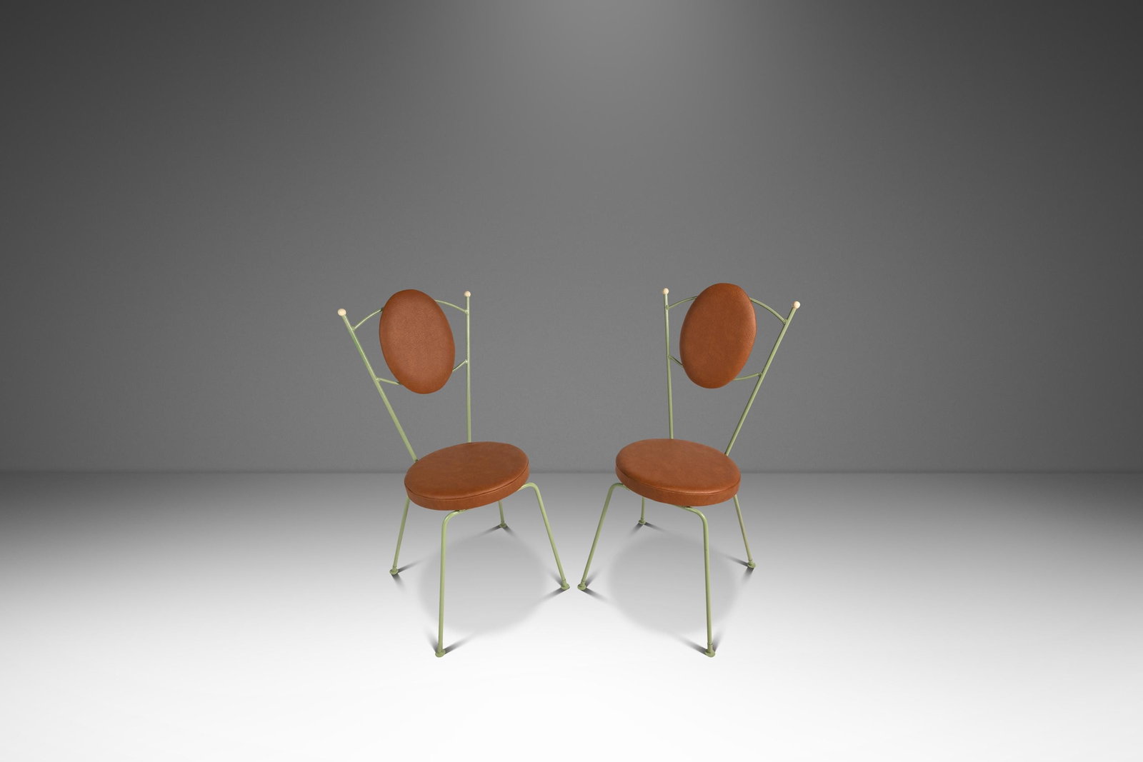 Pair Italian wrought iron bistro chairs with vinyl seats (1 of 18)