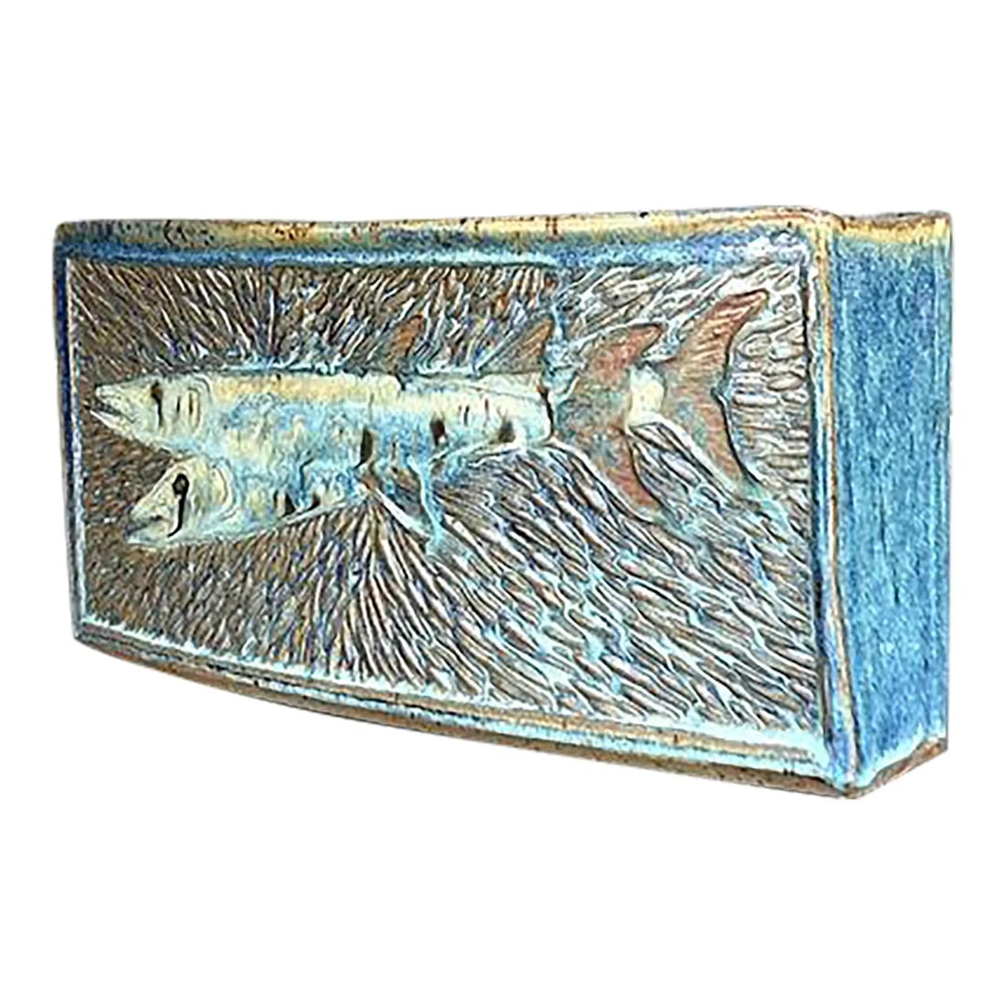 Vintage Boho Studio Pottery Fish Vase with Cobalt Blue Glaze (1 of 10)
