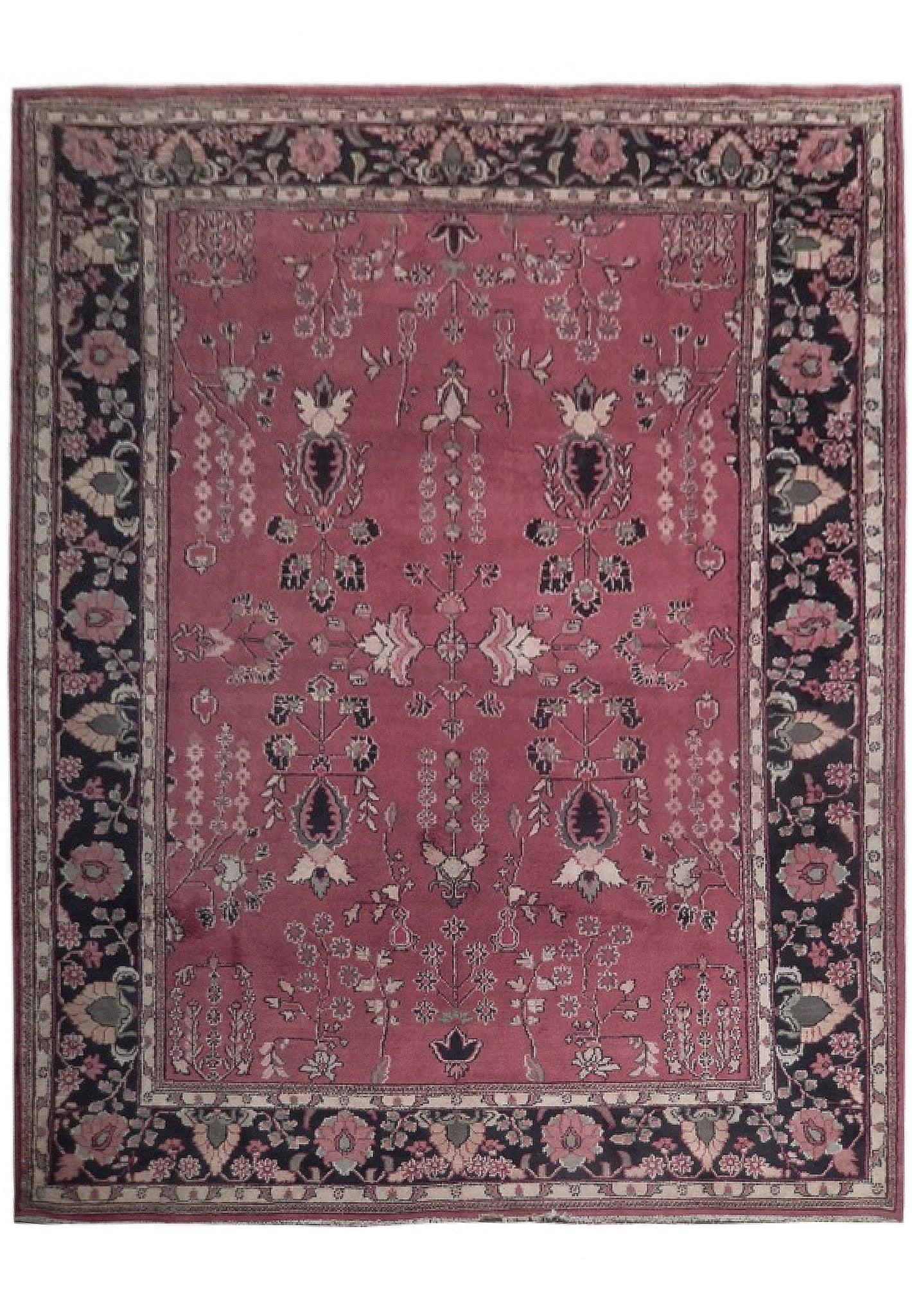 9 x 12 New Sarouk Hand-Knotted Wool Rug India: 9 x 12 New Sarouk Hand-Knotted Wool Rug India Free continental US Shipping This 9 x 12 New Sarouk rug is hand-knotted from wool and handcrafted in India. It features a classic Sarouk design with intri