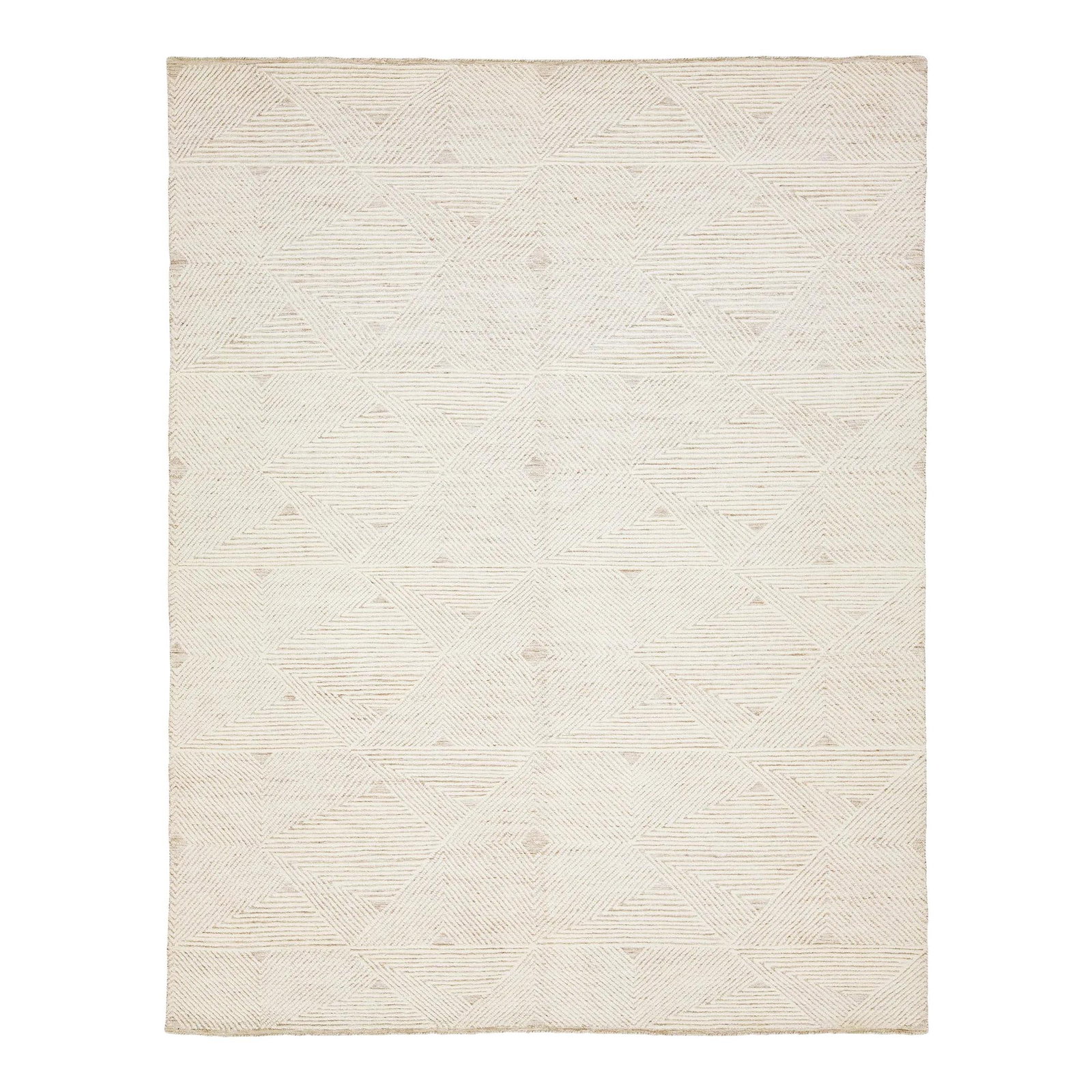 Handmade Moroccan Beige Wool Rug with Geometric Design 7'10 x 10'1: Handmade Moroccan Beige Wool Rug with Geometric Design 7'10 x 10'1 Enhance your living space with this exquisite modern handmade Moroccan rug, meticulously crafted from high-quality wool. The rug show