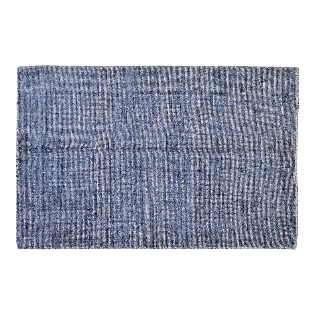 10' x 14' Minimalist Navy Blue Hand Loomed Bamboo Wool Rug: 10' x 14' Minimalist Navy Blue Hand Loomed Bamboo Wool Rug This modern hand-loomed rug features a contemporary minimalist design with natural colors and a soft texture. Crafted from a bamboo and wool 