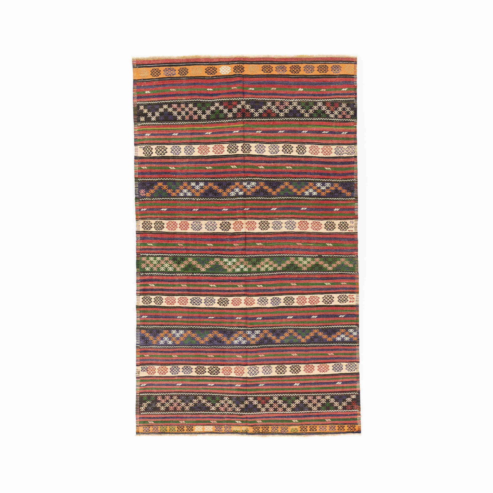Authentic Handmade Anadol Wool Kilim 69.3 x 118.1 Inches: Authentic Handmade Anadol Wool Kilim 69.3 x 118.1 Inches This Authentic Handmade Anadol Wool On Wool Kilim is a stunning addition to any space. Expertly crafted from high-quality wool, this flat woven