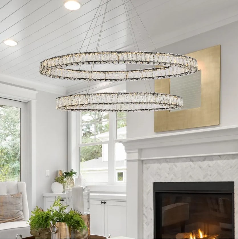 Monroe 48 in Oval LED Crystal Chandelier Black (1 of 12)