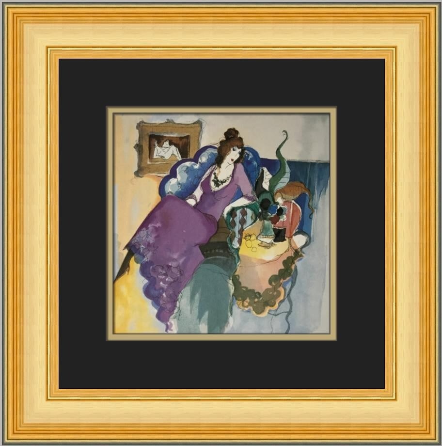 Itzchak Tarkay Le Salon I Custom Framed Art Print 16x16 (1 of 2)