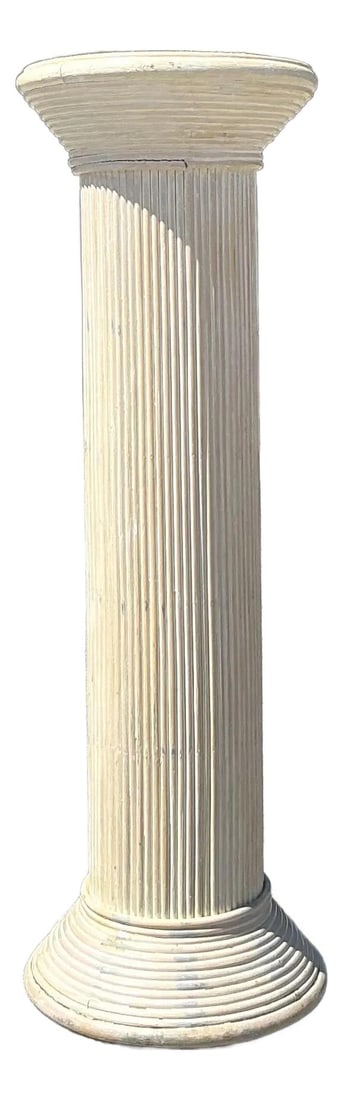 Vintage Pencil Reed Column Pedestal 12.25 Round 36.75 Tall Almond Finish: Vintage Pencil Reed Column Pedestal 12.25 Round 36.75 Tall Almond Finish Enhance your home decor with this vintage pencil reed column pedestal, embodying coastal elegance and timeless sophistication. 