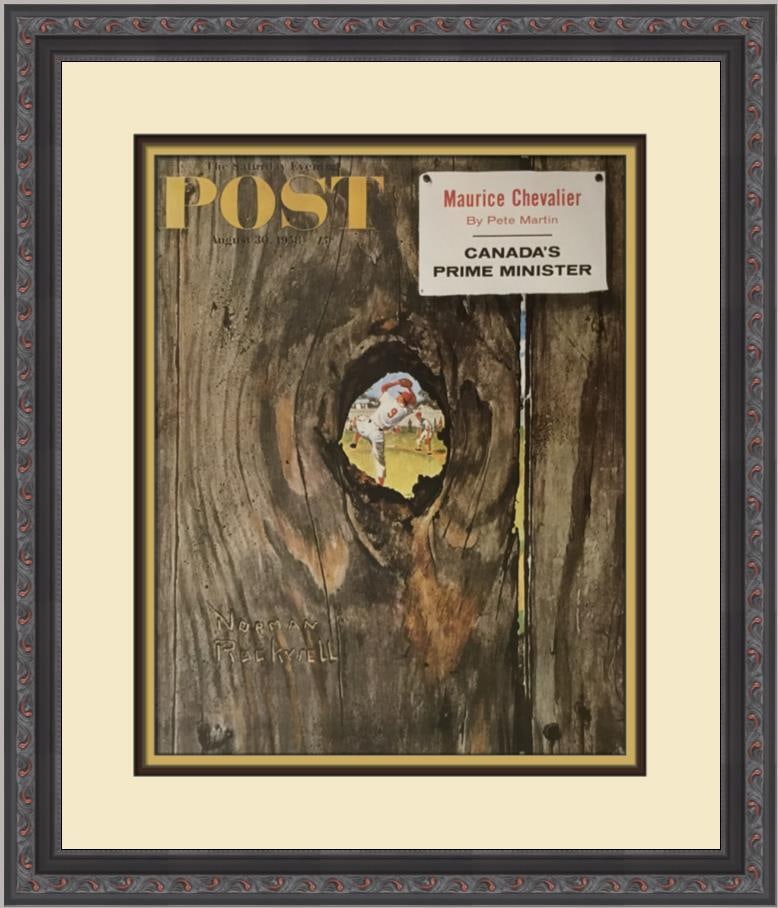 Norman Rockwell Knothole Baseball Custom Framed Print 1976 (1 of 2)