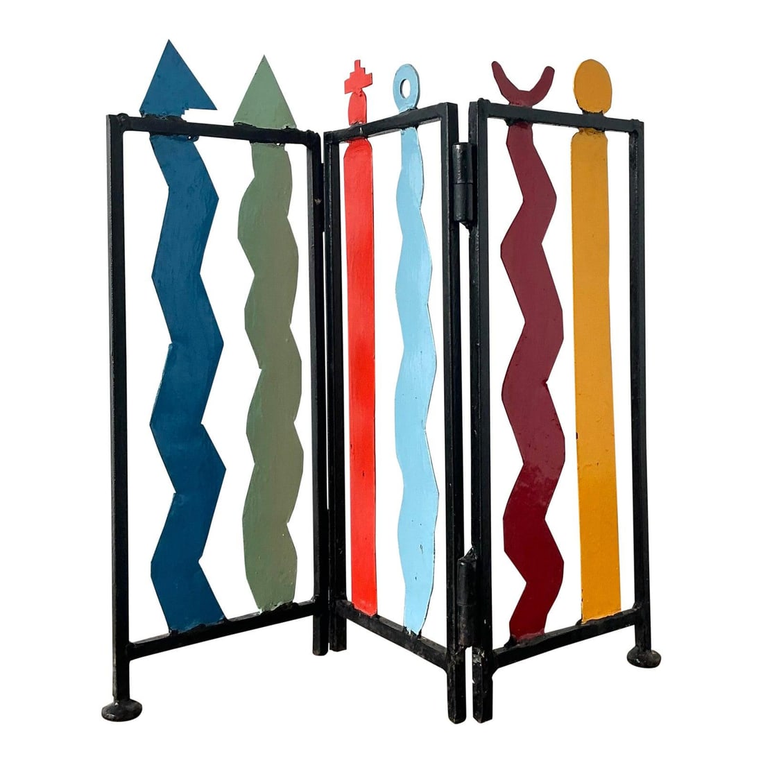 Memphis Style Wrought Iron Table Screen 3 Panel (1 of 10)