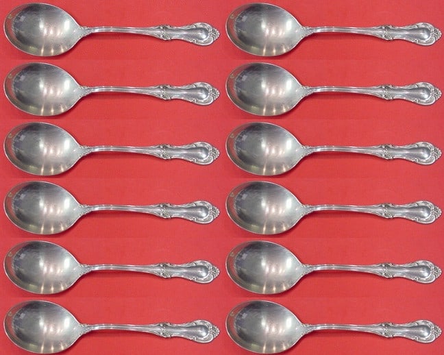 International Sterling Silver Joan of Arc Cream Soup Spoon Set 12 pcs 6" (1 of 3)