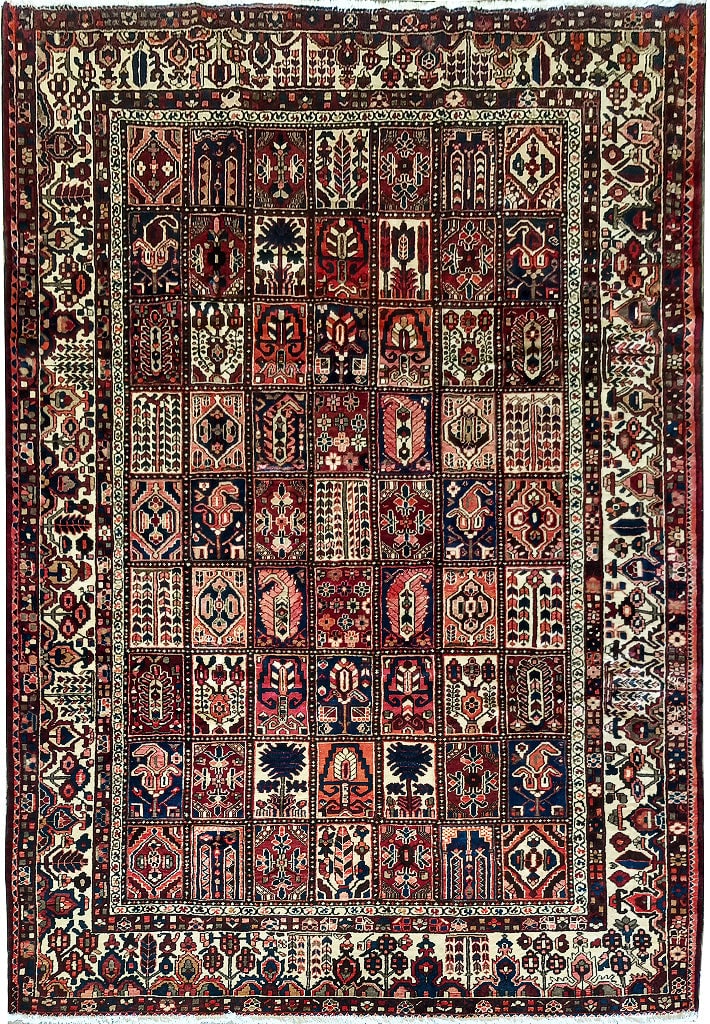 10' x 13.6' Hand-Knotted Persian Garden Bakhtiar Rug: 10' x 13.6' Hand-Knotted Persian Garden Bakhtiar Rug Free continental US Shipping Enhance your living space with the timeless beauty of this hand-knotted Persian Garden Bakhtiar rug. Measuring 10.0 x 