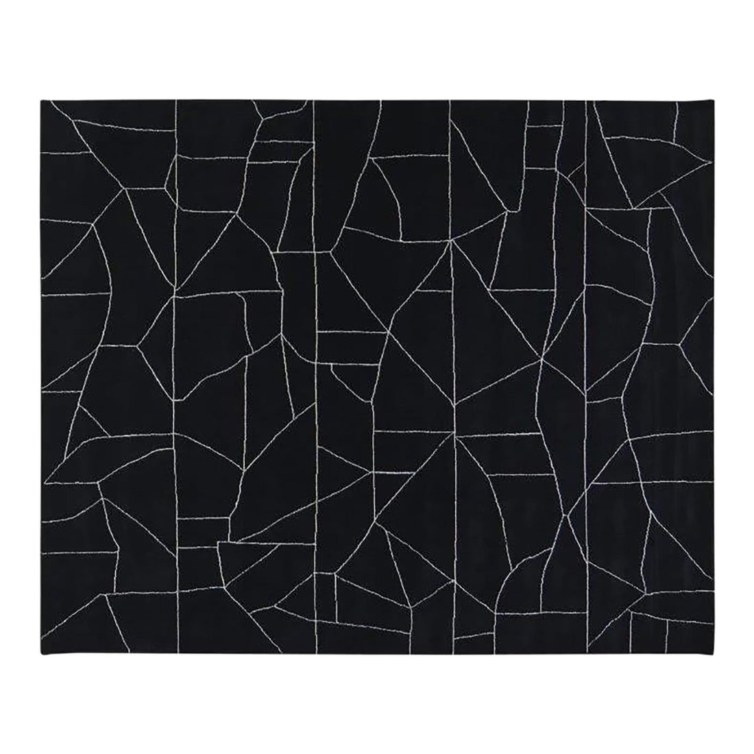 Hand Knotted Wool Moroccan Rug with Black and White Abstract Design 8'2 x 10' (1 of 6)