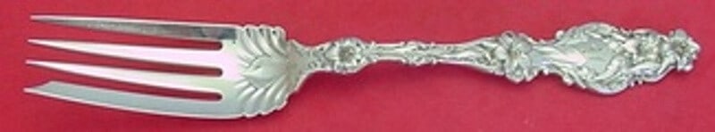 Whiting Lily Sterling Silver Serving Fork 8 3/4 Inch Monogrammed: Whiting Lily Sterling Silver Serving Fork 8 3/4 Inch Monogrammed This large serving fork, measuring 8 3/4 inches, is crafted from high-quality sterling silver and features the elegant Lily pattern by 