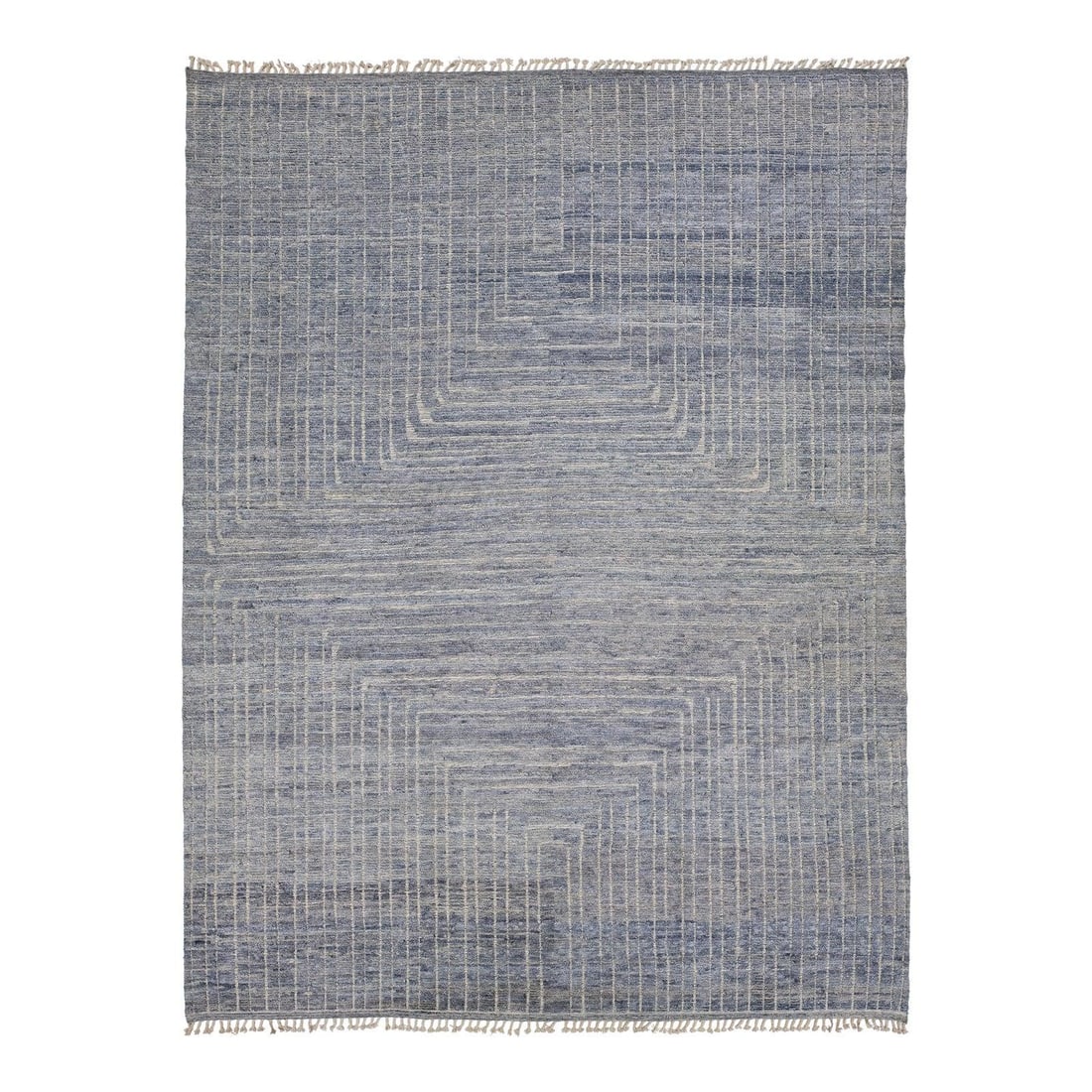 11'10" x 15'8" Moroccan style wool rug in slate blue geometric pattern (1 of 10)