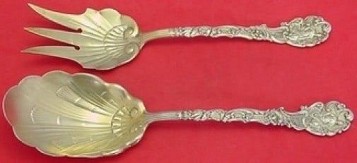 Gorham Versailles 2pc Sterling Silver Salad Serving Set 8 3/4 inches: Gorham Versailles 2pc Sterling Silver Salad Serving Set 8 3/4 inches This elegant 2-piece salad serving set showcases the exquisite Versailles pattern by Gorham, crafted from high-quality sterling sil