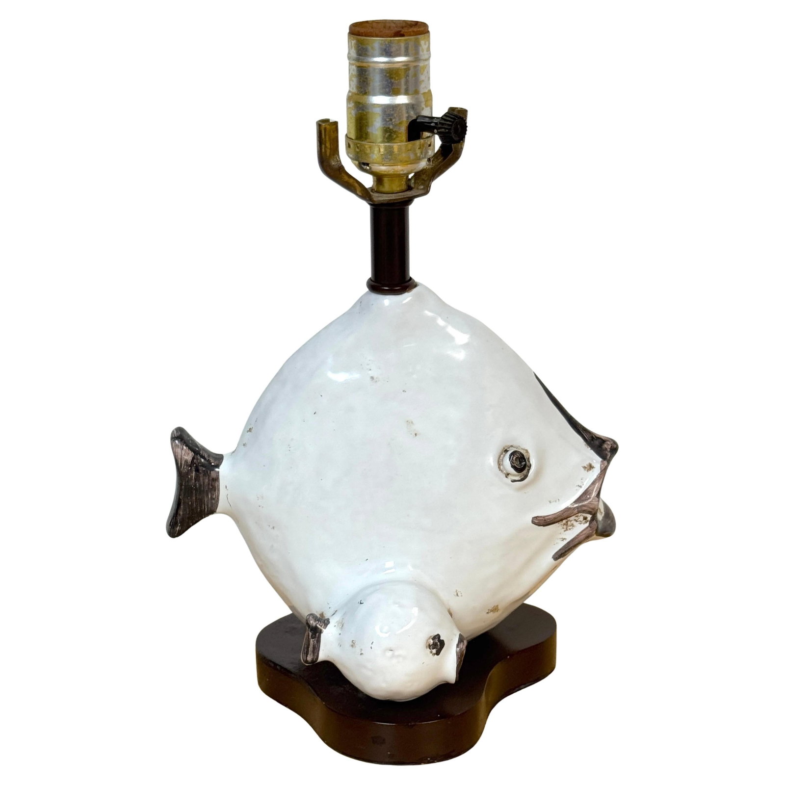Ivo De Santis Fish Lamp for Gli Etruschi Mid-Century Italian Pottery: Ivo De Santis Fish Lamp for Gli Etruschi Mid-Century Italian Pottery This charming small-scale ceramic fish lamp, designed by Ivo De Santis for Gli Etruschi in Florence, captures the playful spirit of