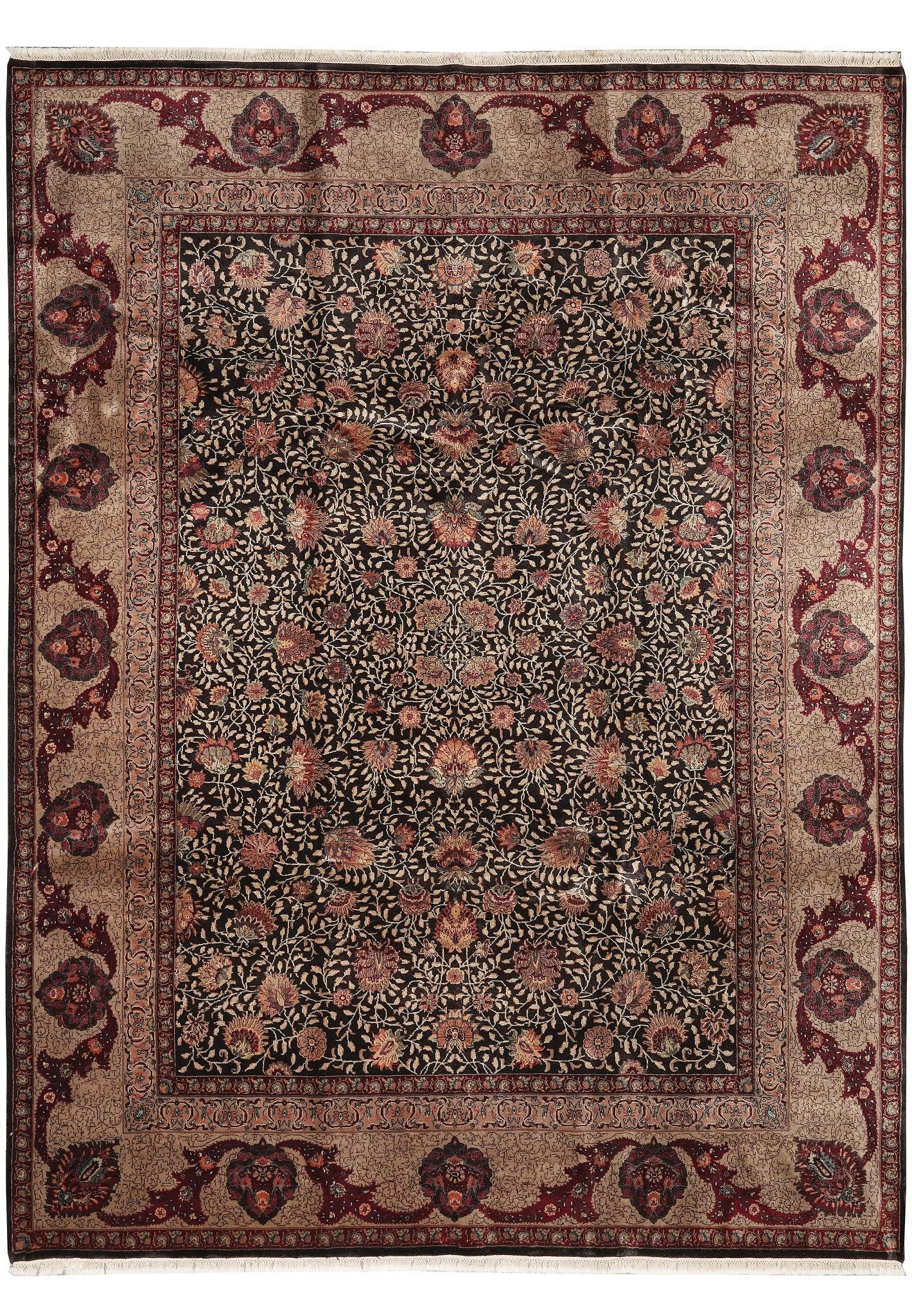 9 x 12 Lustrous Black Wool Handmade Jaipur Area Rug: 9 x 12 Lustrous Black Wool Handmade Jaipur Area Rug Free continental US Shipping This 9 x 12 handmade Jaipur rug is crafted from premium dense wool and features a lustrous black finish with a soft yet