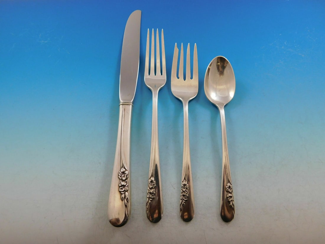 4 Piece Sterling Silver Place Setting International Blossom Time (1 of 4)