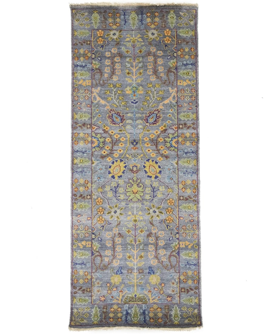 Hand Knotted Wool Oushak Tree of Life Runner Rug 2'6 x 6'0: Hand Knotted Wool Oushak Tree of Life Runner Rug 2'6 x 6'0 Enhance your space with this exquisite Handmade Tree of Life Floral Runner Rug. Measuring 2'6" x 6'0", this beautiful Oushak Chobi Oriental c