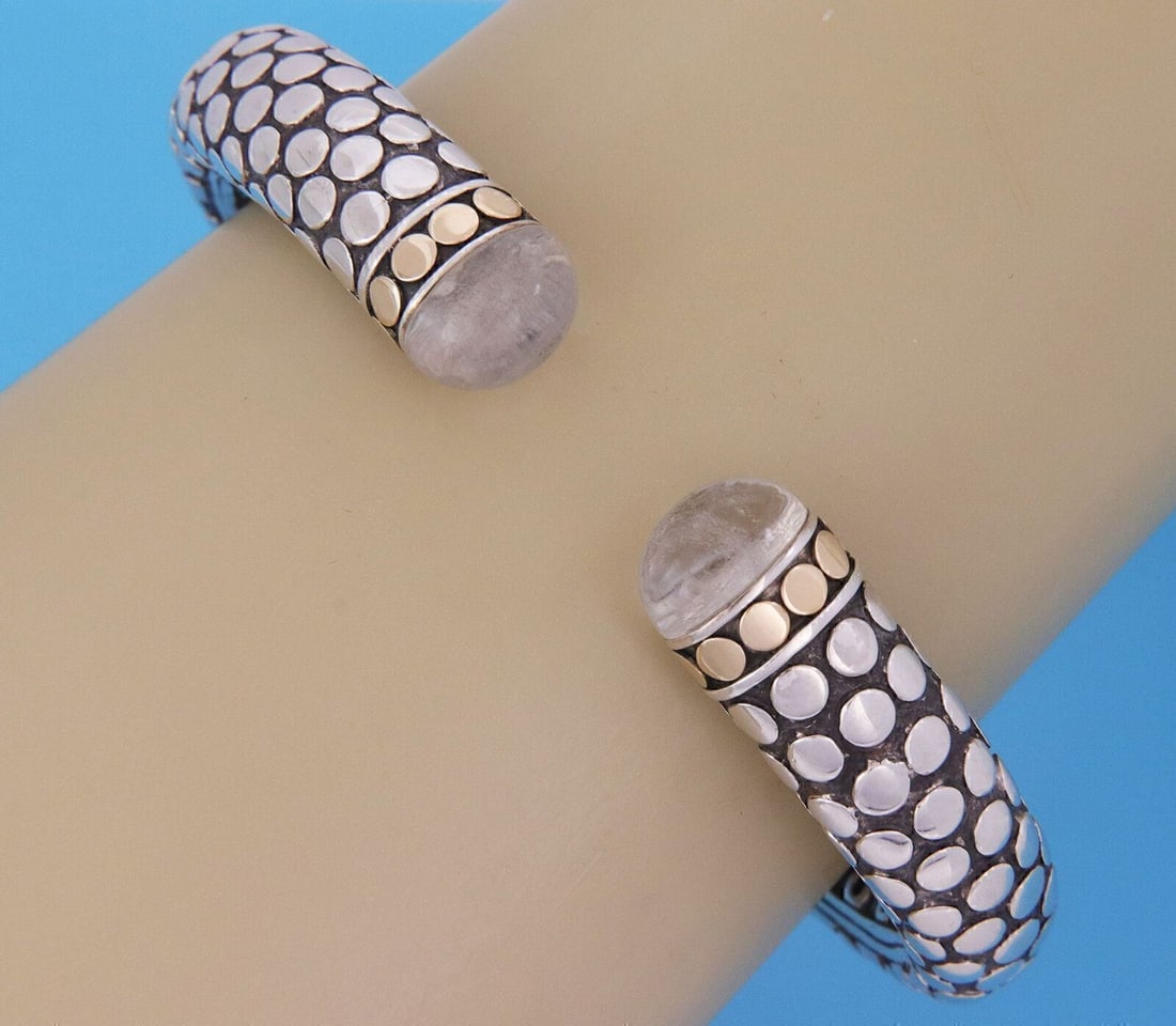 John Hardy Batu Dot sterling silver cuff bracelet with 18k gold accents (1 of 6)