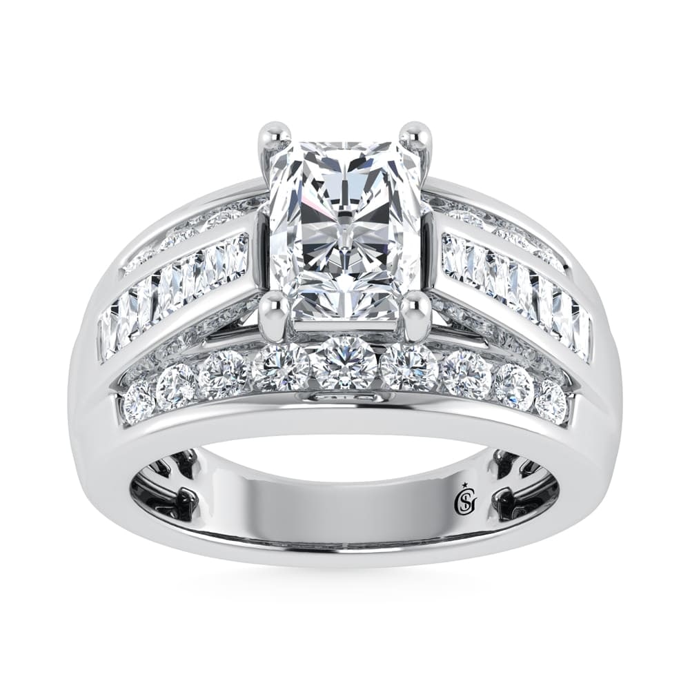 10K White Gold Lab Grown Diamond 3 7/8 ct.Tw. Radiant Shape Engagement Ring (IGI Certified Center: 10K White Gold Lab Grown Diamond 3 7/8 ct.Tw. Radiant Shape Engagement Ring (IGI Certified Center 2ct) 10K White Gold Lab Grown Diamond 3 7/8 Ct.Tw. Radiant Shape Engagement Ring (IGI Certified 2CT) 1