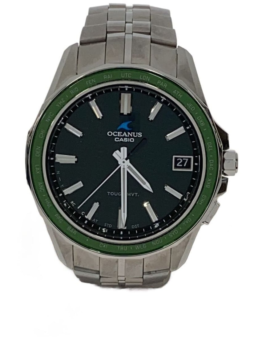 Casio Oceanus Green Stainless Steel Men's Wristwatch OCW-S400-3AJF: Casio Oceanus Green Stainless Steel Men's Wristwatch OCW-S400-3AJF This CASIO OCEANUS OCW-S400-3AJF men's wristwatch features a green dial and a stainless steel case and band. Made in Japan, this pre-