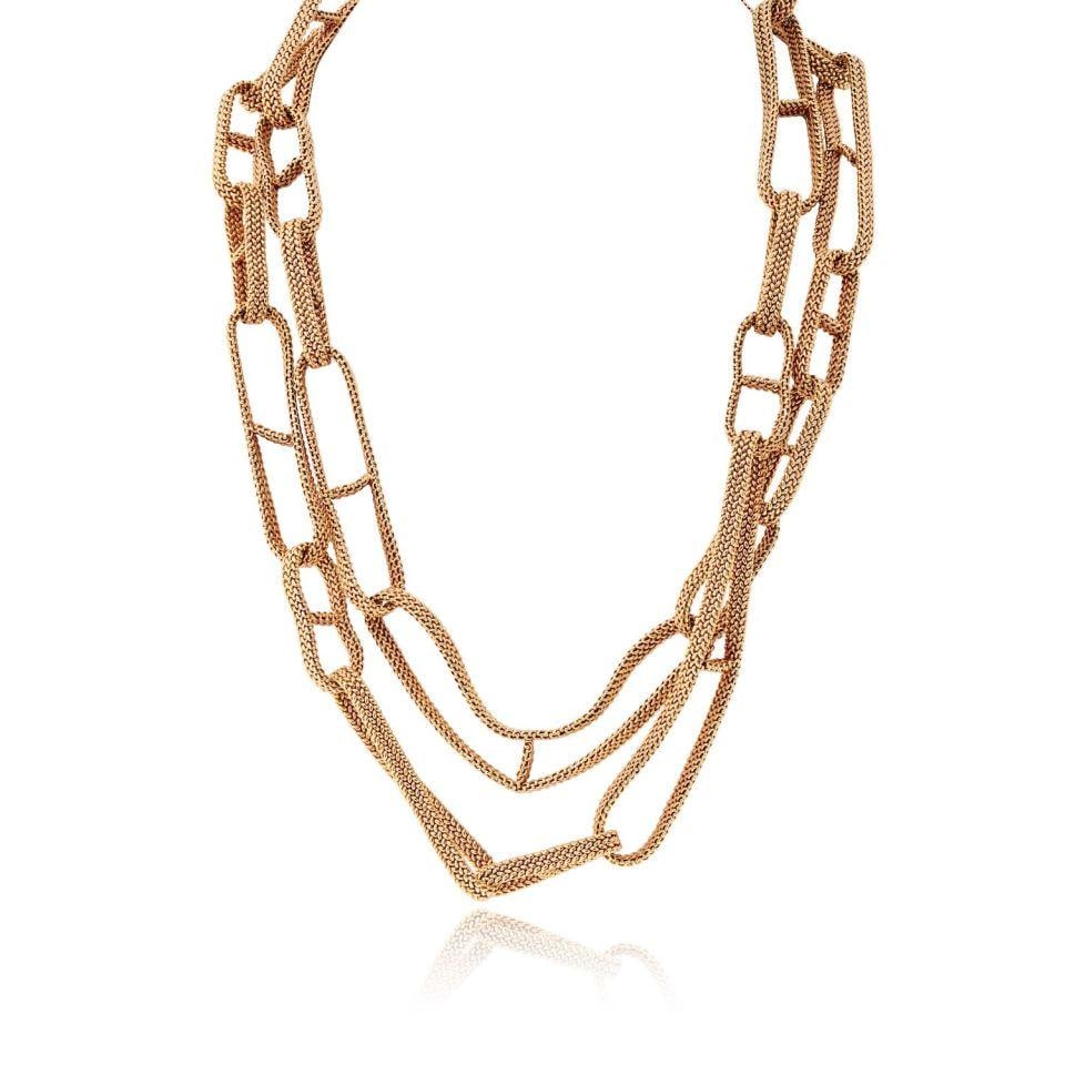 Hermes Chaine d'Ancre 18K Yellow Gold Necklace 48 Inch: Hermes Chaine d'Ancre 18K Yellow Gold Necklace 48 Inch Exceptionally rare Hermes Chaine d'Ancre link chain necklace crafted in 18K yellow gold. This pre-owned piece features oversized openwork links f