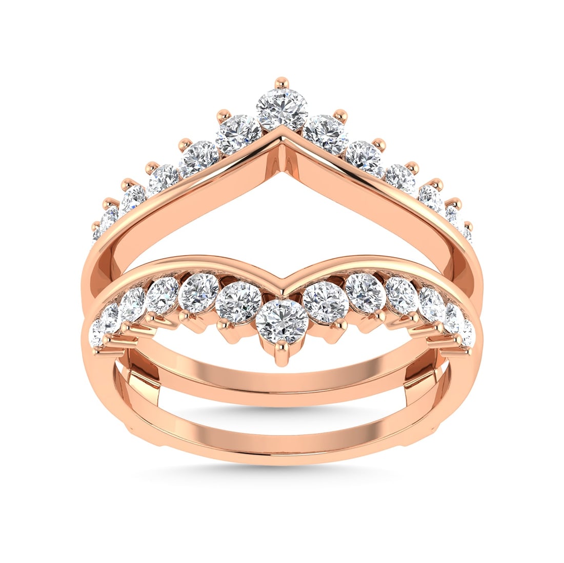 Diamond 1/2 Ct.Tw. Guard Ring in 14K Rose Gold: Diamond 1/2 Ct.Tw. Guard Ring in 14K Rose Gold 14k Rose Gold Stone Color: G-h Stone Clarity: I1 Each ring is presented in standard size 6.5. Complimentary resizing is available between sizes 510 (in 1