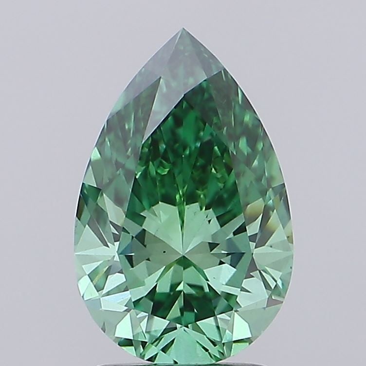 Loose Diamond - PEAR 2.21ct Fancy Vivid Green VS1: Loose Diamond - PEAR 2.21ct Fancy Vivid Green VS1 Source: This is a real non-mined Diamond that has been grown in a lab Shape: PEAR Carats: 2.21 Color: Fancy Vivid Green Certification: IGI Video: