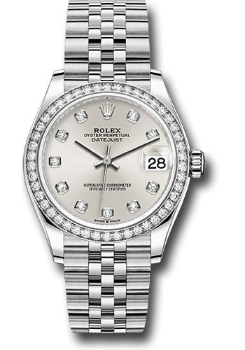 Rolex 278384 Datejust 31 Ladies Watch Silver Diamond Dial Jubilee Bracelet: Rolex 278384 Datejust 31 Ladies Watch Silver Diamond Dial Jubilee Bracelet Rolex Datejust 31 ladies watch featuring a silver diamond dial, diamond pave bezel, and Jubilee D Link bracelet. Includes the