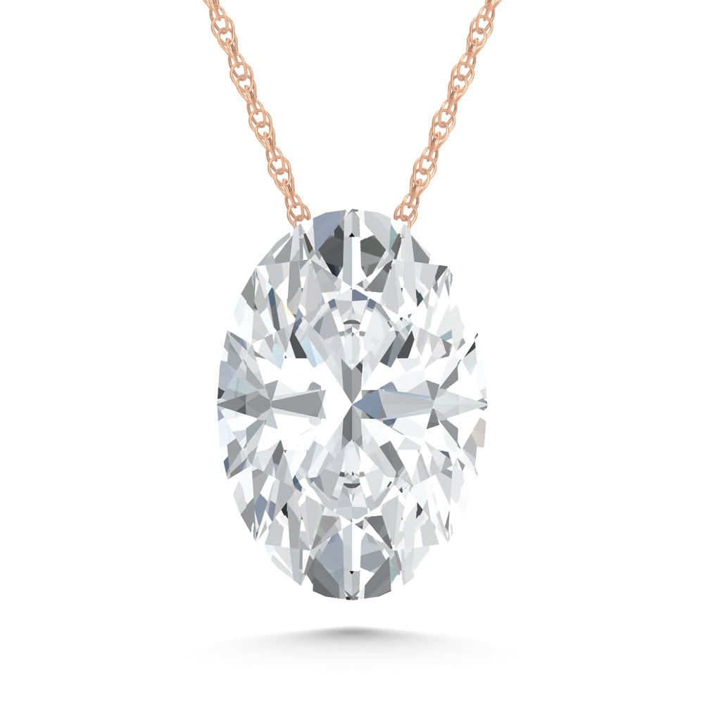 14K Rose Gold Lab Grown Diamond 1 Ct.Tw. Oval Shape Slider Pendant: 14K Rose Gold Lab Grown Diamond 1 Ct.Tw. Oval Shape Slider Pendant Sleek 14K Rose gold slider pendant featuring lab-grown diamonds totaling 1 carat total weight in an elegant oval shape. 14k Rose Gold