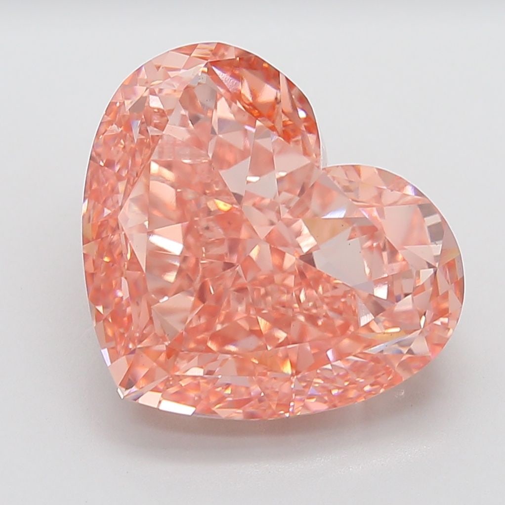 Loose Diamond - HEART 18.94ct Fancy Vivid Orangey Pink VS1: Loose Diamond - HEART 18.94ct Fancy Vivid Orangey Pink VS1 Source: This is a real non-mined Diamond that has been grown in a lab Shape: HEART Carats: 18.94 Color: Fancy Vivid Orangey Pink Certificatio