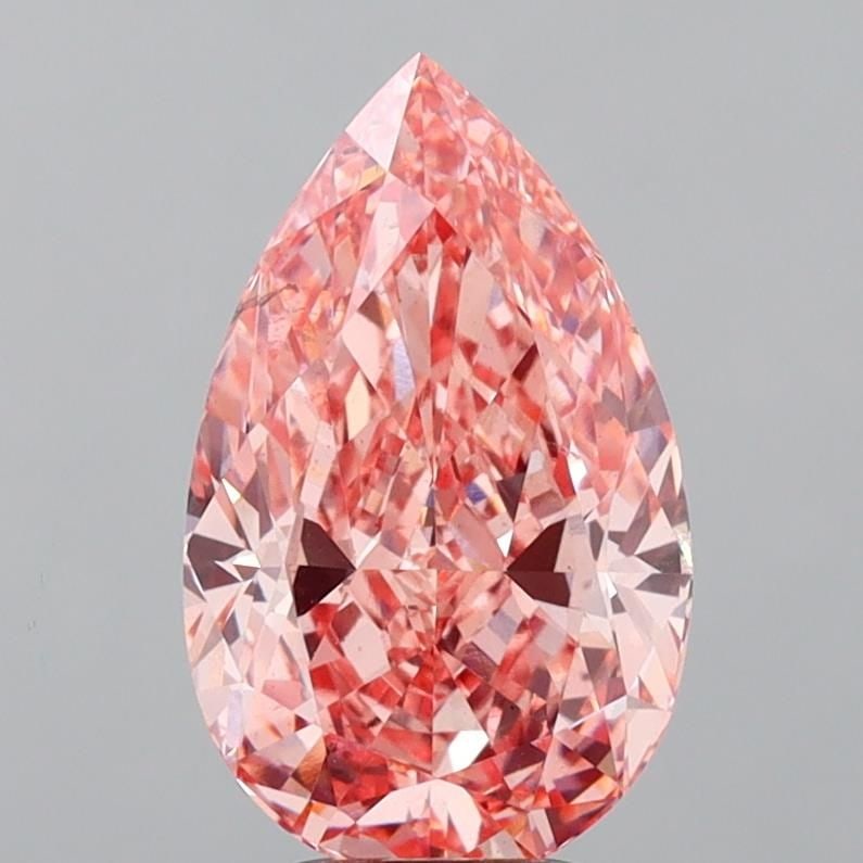Loose Diamond - PEAR 5.04ct Fancy Vivid Pink VS2: Loose Diamond - PEAR 5.04ct Fancy Vivid Pink VS2 Source: This is a real non-mined Diamond that has been grown in a lab Shape: PEAR Carats: 5.04 Color: Fancy Vivid Pink Certification: IGI Video:
