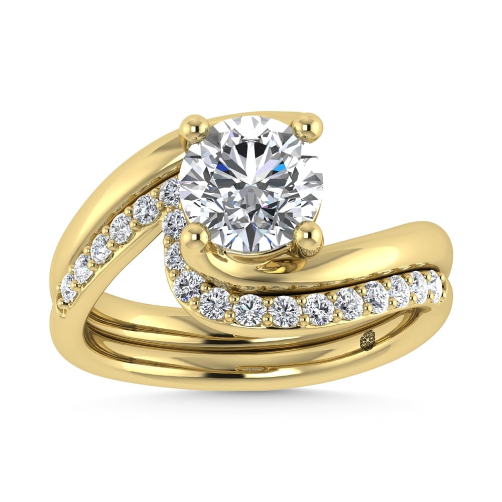 14K Yellow Gold 1 7/8 Ct.Tw. Lab Grown Diamond Round Shape Bridal Ring (IGI Certified Center 1 (1 of 4)