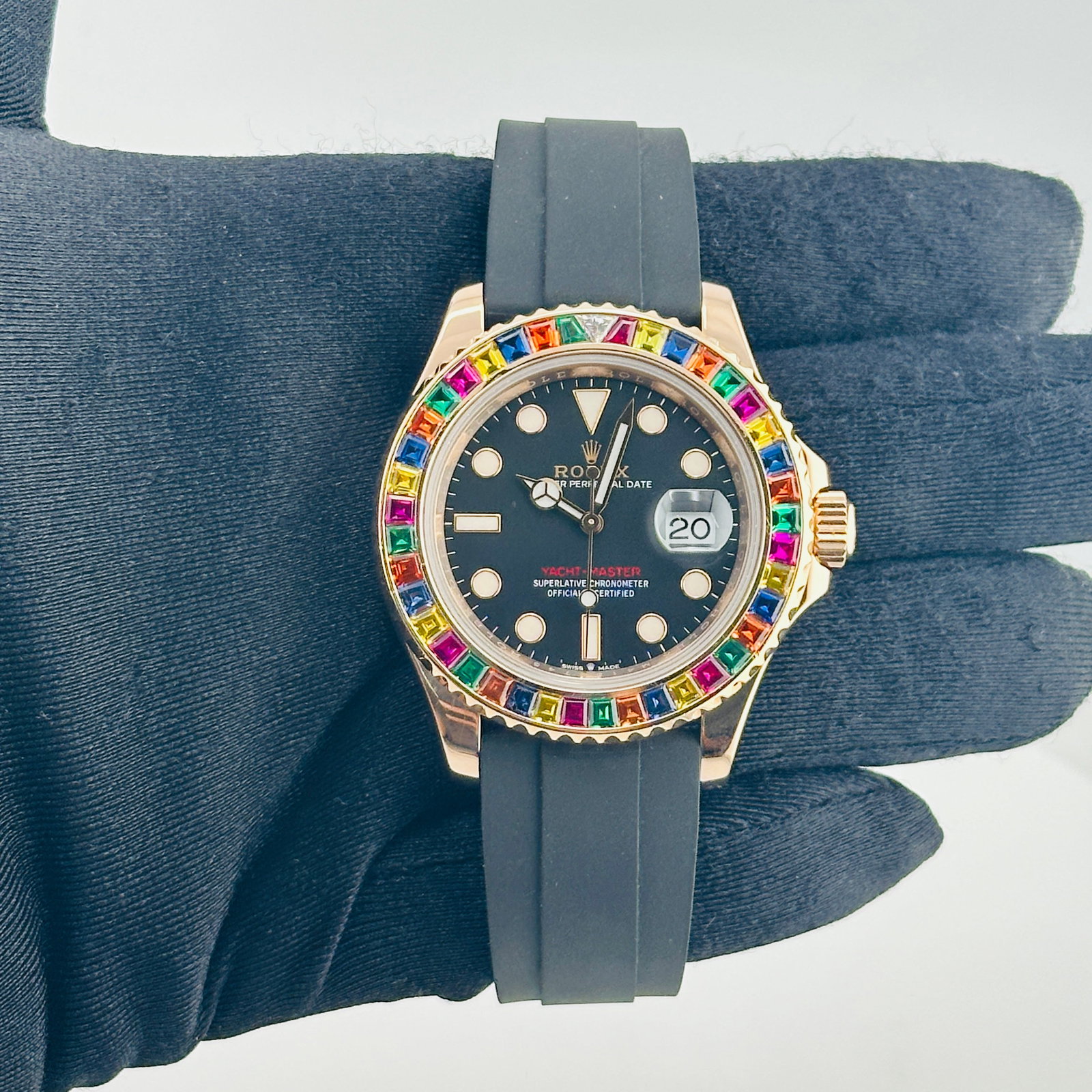 Rolex 126655 Yacht-Master Mens Watch Black Dial Oysterflex: Rolex 126655 Yacht-Master Mens Watch Black Dial Oysterflex Rolex Yacht-Master watch with a black dial and Oysterflex bracelet. The watch features a rotating bezel and is identified by reference number