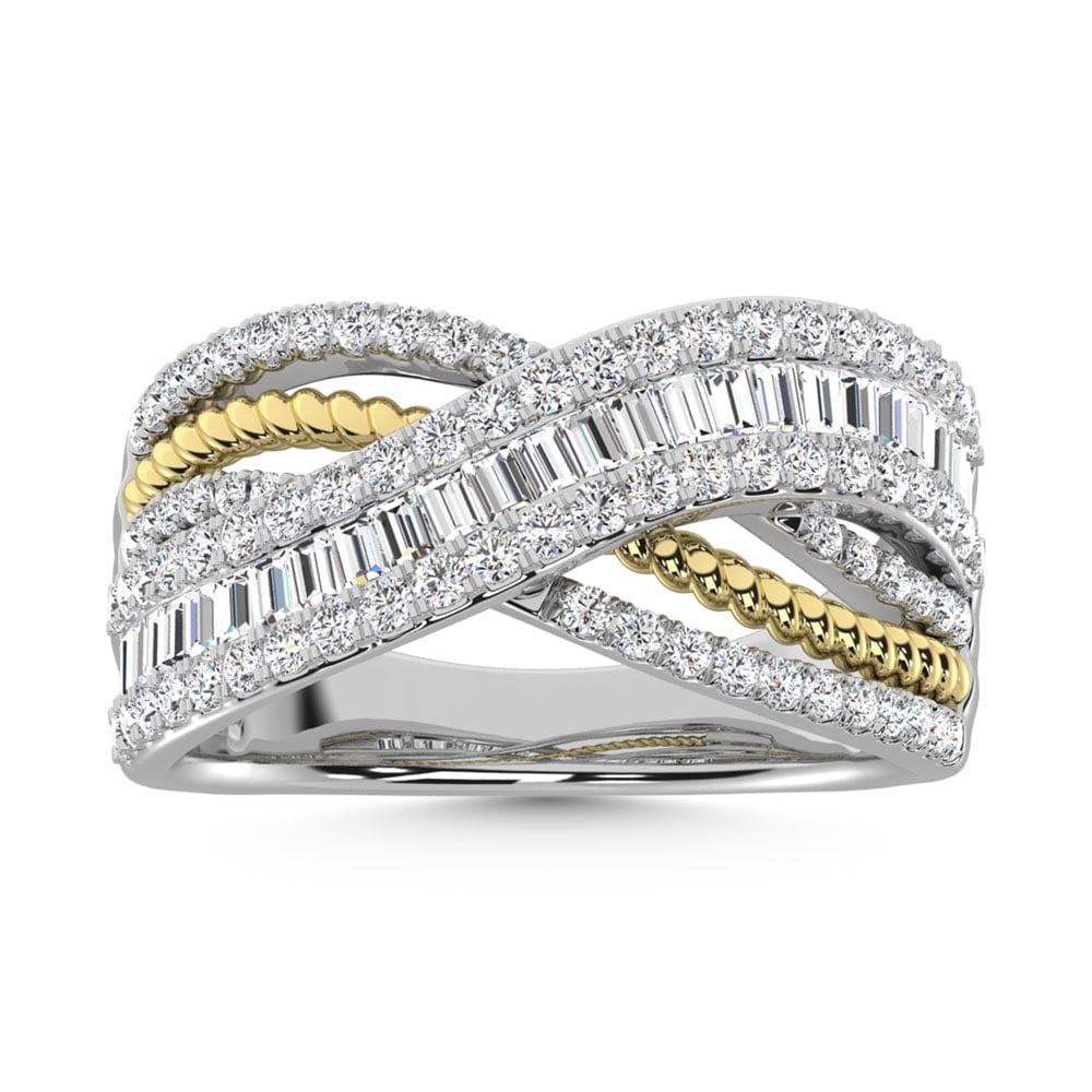 14K Two Tone Diamond 1 Ct.Tw. Fashion Ring: 14K Two Tone Diamond 1 Ct.Tw. Fashion Ring 14k Two Tone Stone Color: G-h Stone Clarity: Si3 Each ring is presented in standard size 6.5. Complimentary resizing is available between sizes 510 (in 1/4 i