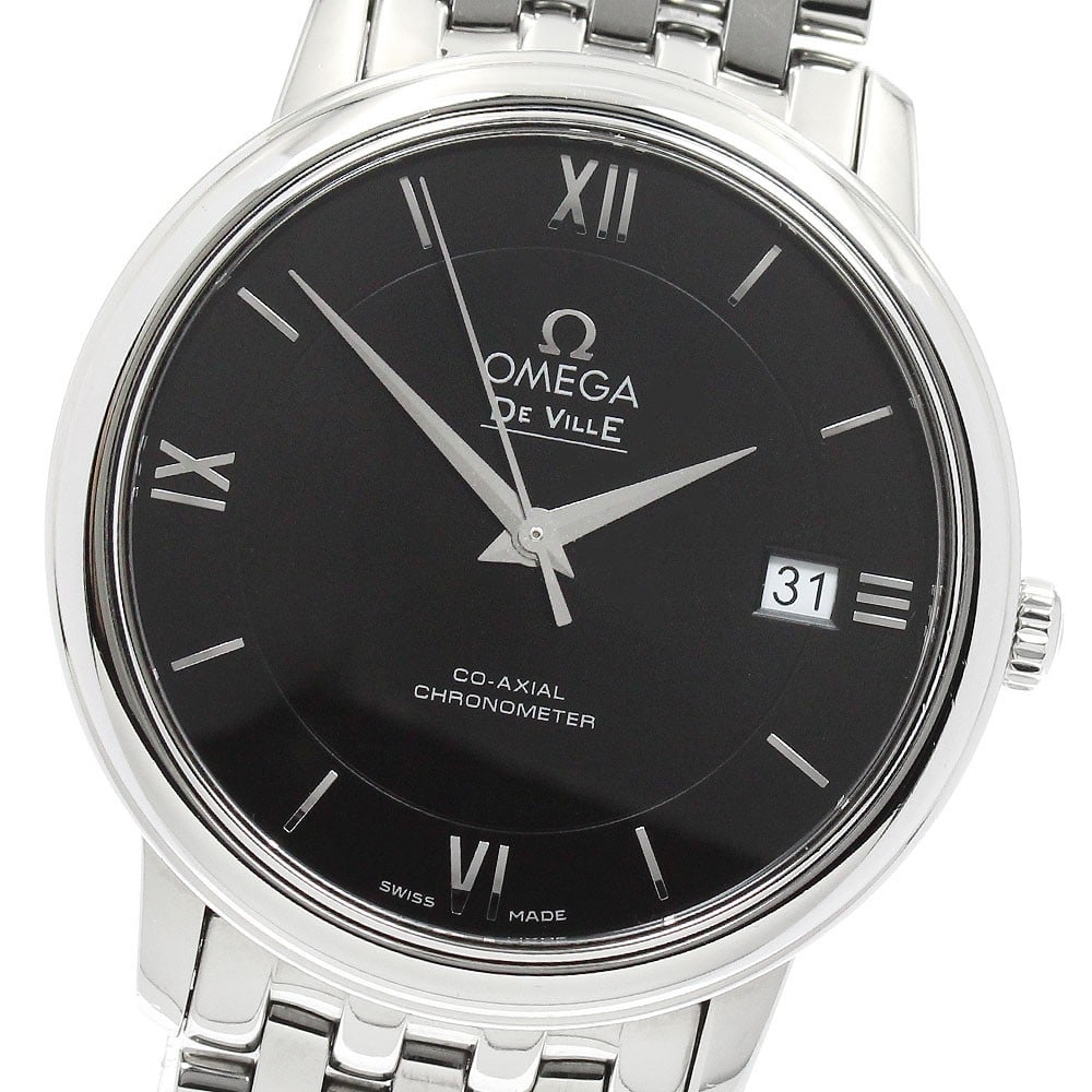 OMEGA De Ville Prestige mens wristwatch ref 424.10.37.20.01.001 date: OMEGA De Ville Prestige mens wristwatch ref 424.10.37.20.01.001 date OMEGA De Ville Prestige Co-Axial Date men's wristwatch, reference 424.10.37.20.01.001. This pre-owned Swiss-made watch features a b