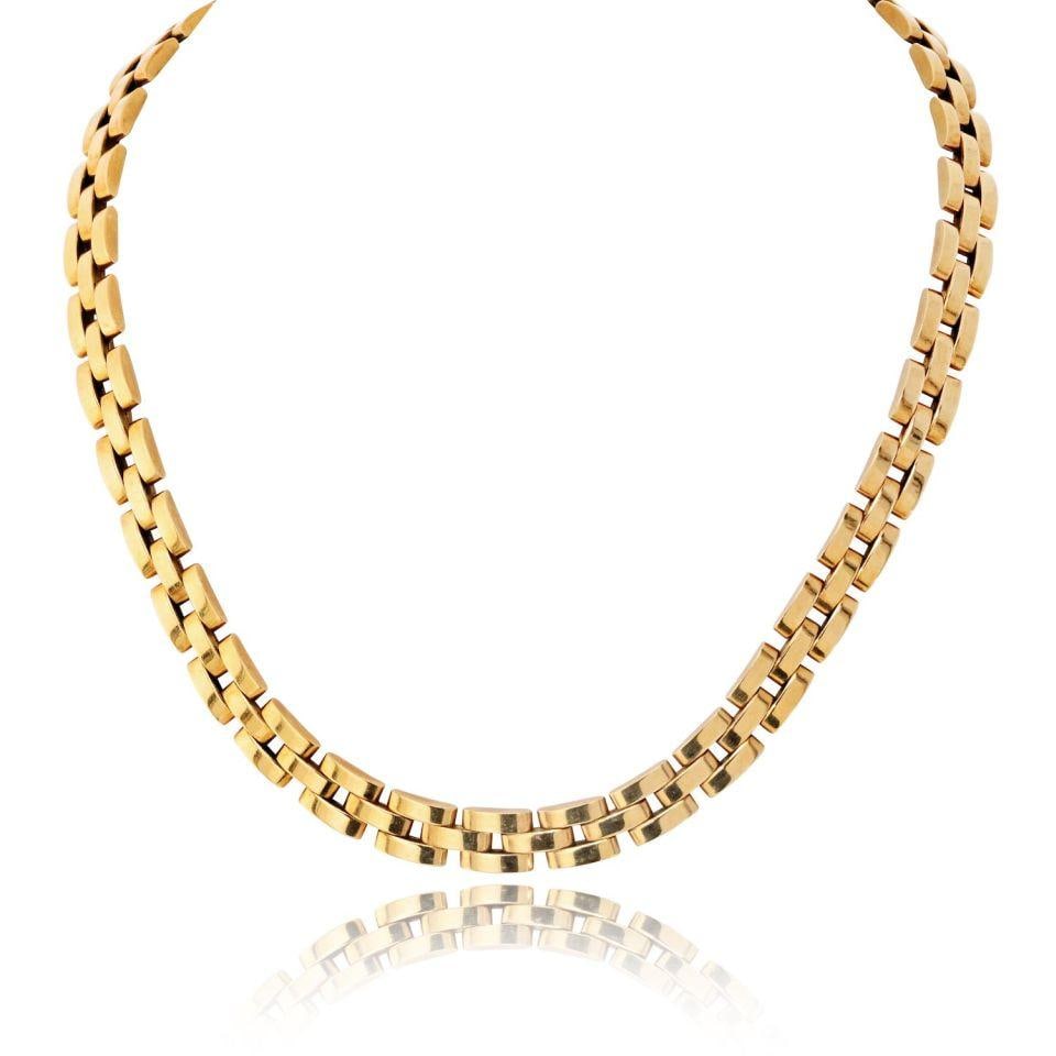 Cartier Maillon 3 Row Necklace in 18K Yellow Gold: Cartier Maillon 3 Row Necklace in 18K Yellow Gold A Cartier Maillon three-row necklace crafted in 18K yellow gold. The piece measures 16 inches in length and weighs 71.4 grams. It is in excellent cond