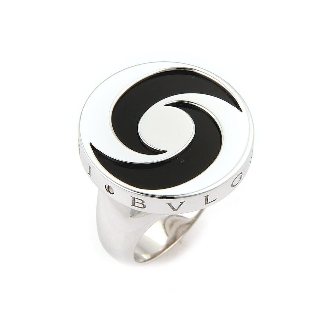 Bvlgari Optical Spinning Ring 18k White Gold Steel Onyx Size 6.5 Box (1 of 6)