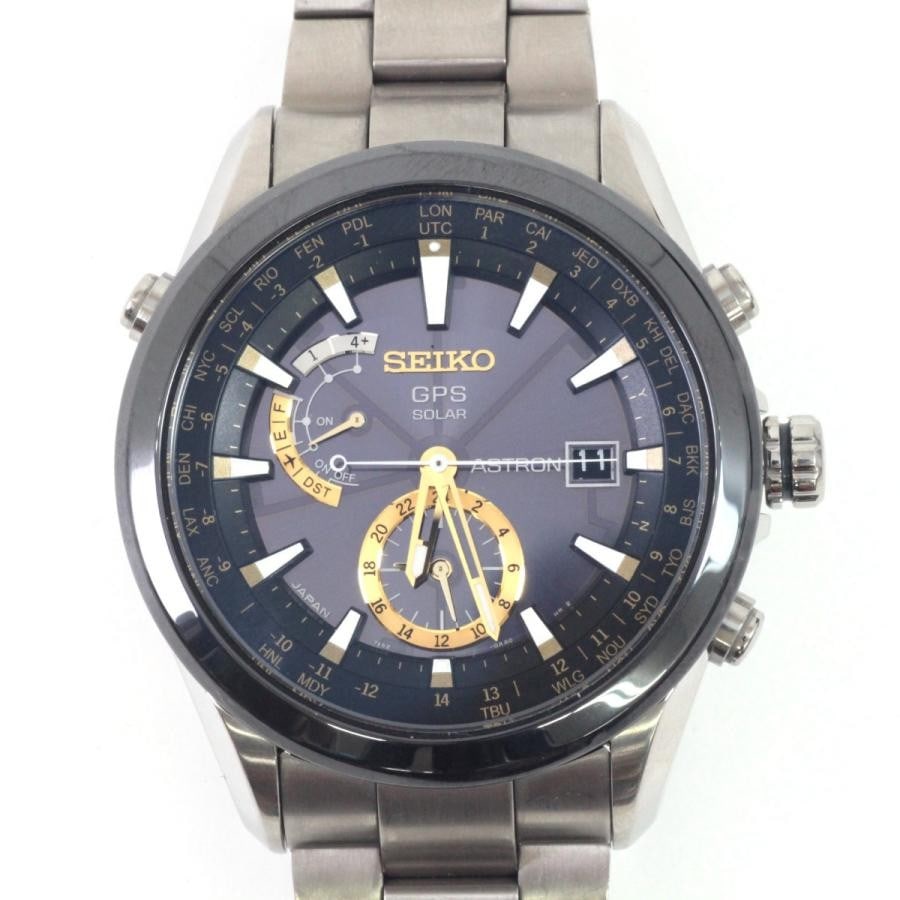 Seiko Astron GPS Solar Mens Wristwatch Ref 7X52-0AA0 Stainless Steel: Seiko Astron GPS Solar Mens Wristwatch Ref 7X52-0AA0 Stainless Steel Pre-owned Seiko Astron men's wristwatch with GPS Solar radio-controlled movement and analog display. This stainless steel watch is 