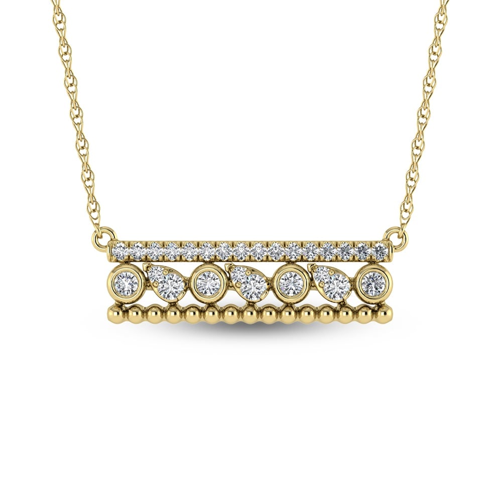 14K Yellow Gold Diamond 3/8 Ct.Tw. Fashion Necklace: 14K Yellow Gold Diamond 3/8 Ct.Tw. Fashion Necklace 14k Yellow Gold Stone Color: G-h Stone Clarity: Si2 Unless otherwise specified, pendants that include a chain are paired with our standard 18-inch l