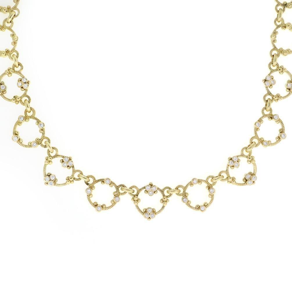 Judith Ripka 1.00ct Diamond 18k Yellow Gold Circle Link Necklace: Judith Ripka 1.00ct Diamond 18k Yellow Gold Circle Link Necklace This exquisite Judith Ripka necklace is a stunning accessory crafted from 18k yellow gold. It features an elegant design of open circle