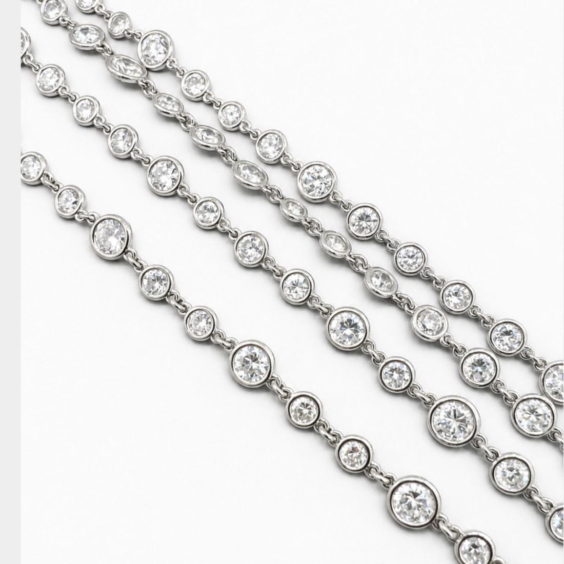 Platinum Diamond Station Necklace 16.10 Ct 27 Inches (1 of 4)