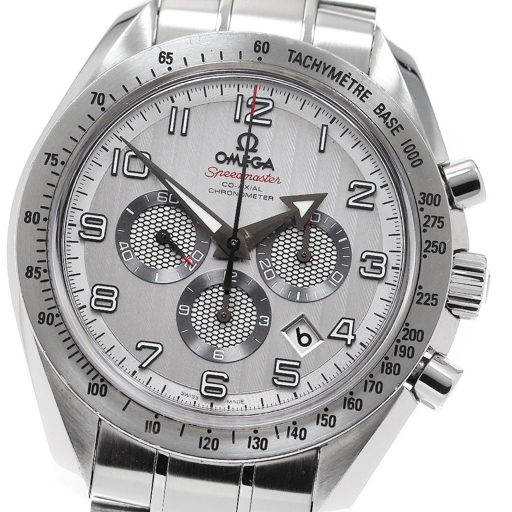 OMEGA Speedmaster Broad Arrow men's automatic chronograph watch 321.10.44.50.02.001: OMEGA Speedmaster Broad Arrow men's automatic chronograph watch 321.10.44.50.02.001 Pre-owned Omega Speedmaster Broad Arrow Co-Axial Chronometer wristwatch with a silver dial, automatic movement, and 