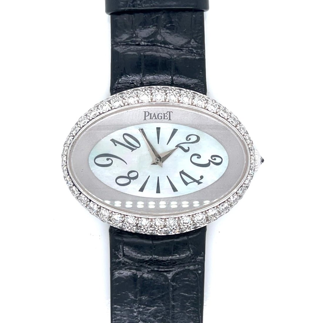 Limelight Automatic 18K White Gold Watch with Diamonds and Box by Piaget: Limelight Automatic 18K White Gold Watch with Diamonds and Box by Piaget This Piaget Limelight watch is crafted from 18K white gold and features an automatic movement. The watch is set with 122 origin