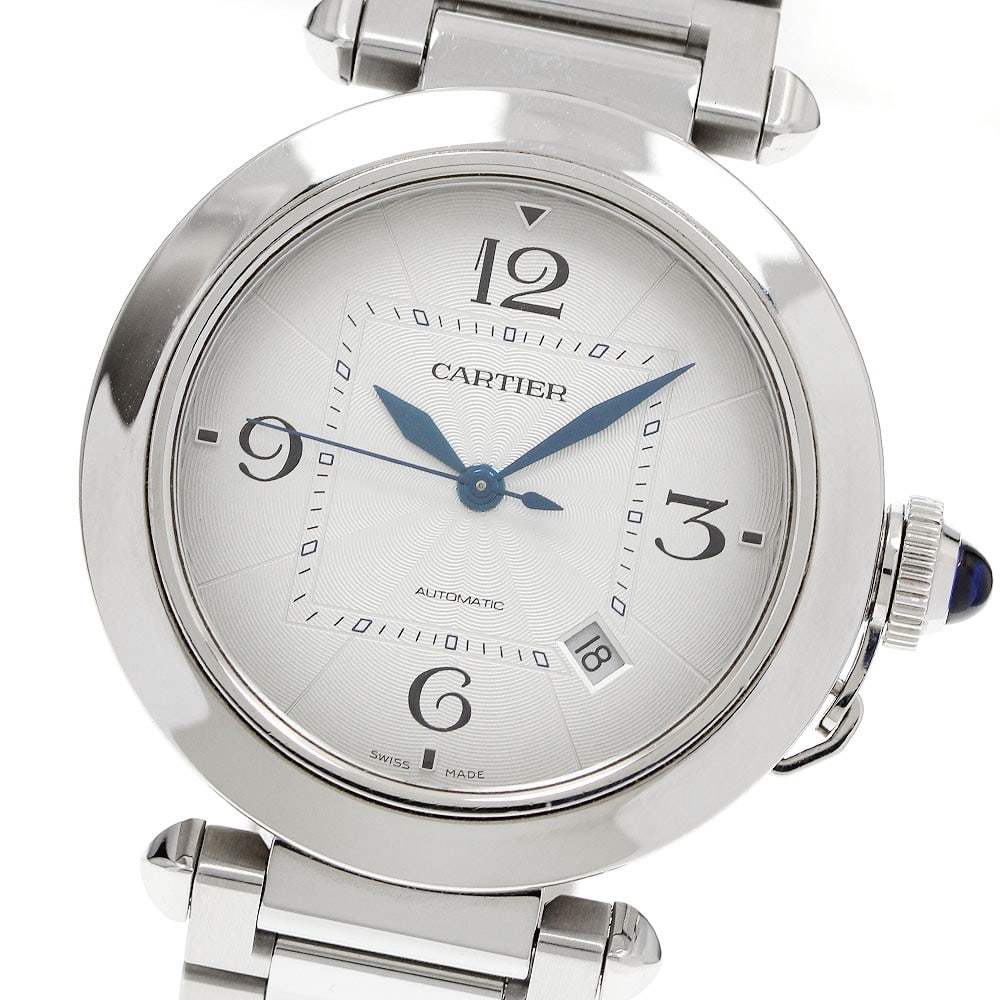 Cartier Pasha Automatic 41mm Silver Dial Stainless Steel Mens Watch: Cartier Pasha Automatic 41mm Silver Dial Stainless Steel Mens Watch Pre-owned Cartier Pasha De Cartier 41MM men's wristwatch, reference WSPA0009, made in Switzerland. It features a silver dial, stainl