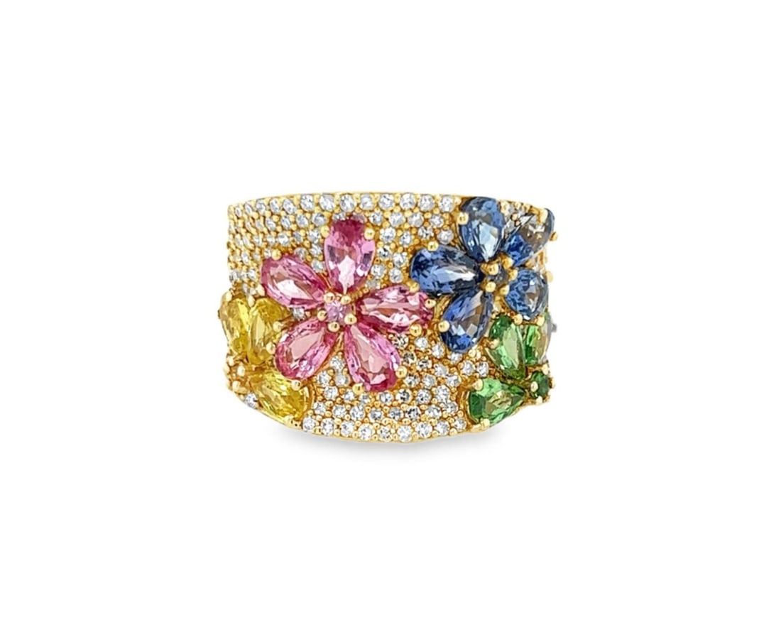 Effy Watercolors 14k Yellow Gold Ring with Diamonds Multicolor Gemstones 5.5 (1 of 8)